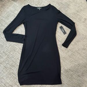 Lulus bodycon long sleeve black cotton dress